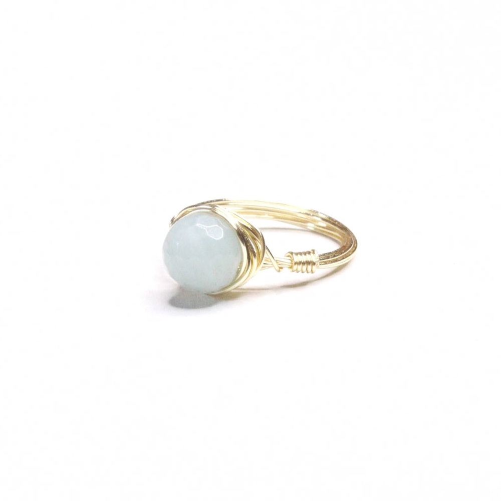 Handmade Wire a Wrapped Blue Bohemian Stone Ring